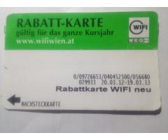 VERKAUFT 1 Stk. Rabatt-Karte für Wifi Wien Parkgarage gültig bis 19.03.2013