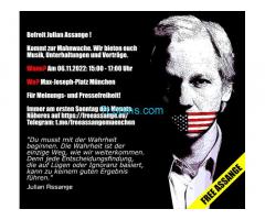 Befreit Julian Assange kommt zur Mahnwache 06.11.2022 15:00 - 17:00 München; Max Joseph Platz