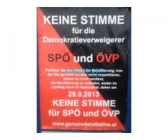 Nationalratswahl 2013; Keine Stimme für die Demokratieverweigerer SPÖ und ÖVP!