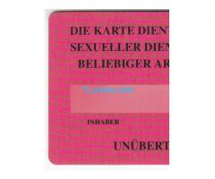 Sex Credit Card; Die Karte dient zur Deckung sexueller Dienstleistungen beliebiger Art und Menge;