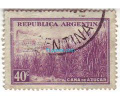 Biete: Briefmarke Cana de Azucar 40 Centavos; Argentinien; gestempelt; 1936