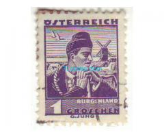 Biete: Briefmarke 1 Groschen Burgenland; 1934; Österreich; gestempelt;