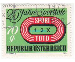 Biete: Briefmarke 70 Groschen 25 Jahre Sporttoto; 1974; Republik Österreich; gestempelt;