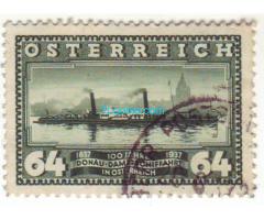 Biete: Briefmarke 64 Gr. 100 Jahre Donaudampfschifffahrtsgesellschaft; 1937; Österreich; gestempelt