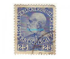 Biete: Freimarke 25 Heller; Gedenkausgabe zum Regierungsjubiläum; 1908; Österreich; gestempelt