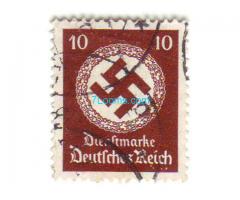 Biete: Briefmarke Hakenkreuz 10 Reichs-Pfennig; Dienstmarke; Deutsches Reich; gestempelt;
