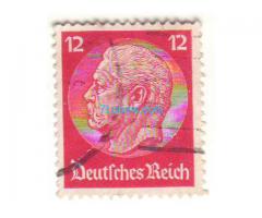 Biete: Briefmarke Bismarck 12 Pfennig; 1936; rot; Deutsches Reich; gestempelt;
