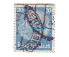 Biete: Briefmarke Bismarck 20 Pfennig; 1936; blau; Deutsches Reich; gestempelt;