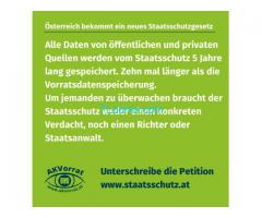 Petition gegen das geplante Staatsschutzgesetz! Österreich bekommt 10 neue Geheimdienste!