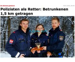 Ein Hoch den 3 Polizisten/innen :) Betrunkenen 1,5 Km getragen; Endllich Hilfe für Bürger!