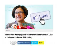 Facebook Kampagne des Innenministerium Mikl Leitner schiebt für jedes LIKE einen Asylanten ab