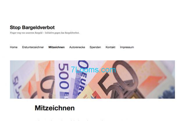 Stop Bargeldverbot; Petition zeichnen; http://stop-bargeldverbot.de/mitzeichnen