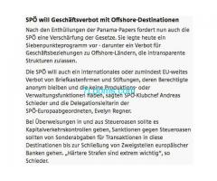 Petition gegen die Schieder SPÖ; völliger Blödsinn mit Steueroasen, es gibt genügend Gesetze!