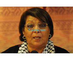 die Frau Leila Khaled Mitlied der Volksfront zur Befreiung Palästinas , in Östereich auftritt;