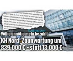 In Wien; Völlig unnötig mehr bezahlt! Krankenhaus Nord; Zaunwartung um 839.000,- € statt 13.000 €