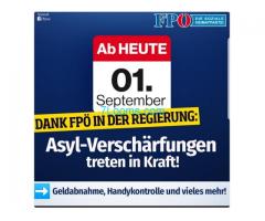 Danke FPÖ in der Regierung Asyl-Verschärfungen treten in Kraft! ab 01.09.2018;