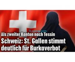 Schweiz: St. Gallen stimmt deutlich für Burkaverbot; Als zweiter Kanton nach Tessin;