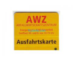 Ausfahrtskarte; AWZ Abfallwirtschaftszentrum; 8280 Fürstenfeld 2016;