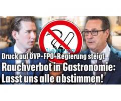 Druck auf ÖVP FPÖ Regierung steigt Rauchverbot in Gastronomie: Lasst uns alle abstimmen!