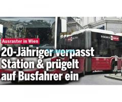 20 jähriger verpasst Busstation und prügelt auf Busfahrer in Wien ein!