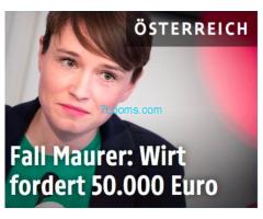Ja, Frau Ex-Nationalratsageordnete jetzt wirds wieder eng!  Wirt fordert 50.000,- Euro!