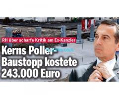 Rechnungshof übt scharfe Kritik an EX-Kanzler Kern; Poller-Baustopp kostete 243.000,- Euro;