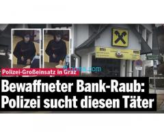 Wir suchen den Bankräuber der Raiffeisenbank vom 01.03.2019 13:30 in Graz-Eggenberg;