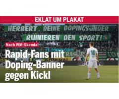 Rapid Fans mit Doping-Banner gegen KIckl! Herbert Deine Dopingsünder ruinieren den Sport!