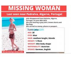 Wir suchen die 28 jährige Julia Weinert; zuletzt gesehen in Portugal, Algarve, Pedralva;