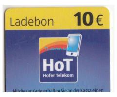 Hot Hofer Telekom Ladebon 10 € ;