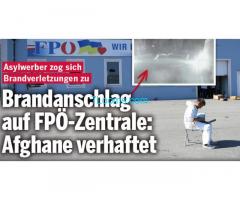 Einer der Täter vom Brandanschlag auf die FPÖ-Zentrale in St. Pölten ist gefaßt ein Asylwerber!