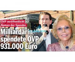 Heidi Horten Milliardärin spendete ÖVP 931.000,- Euro!