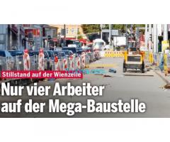 Stillstand auf Wiens Mega-Baustelle auf der Wienzeile! Nur vier Arbeiter...