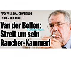 Noch Bundespräsident Van der Bellen und sein Raucherkammerl in der Hofburg, FPÖ will Rauchverbot!