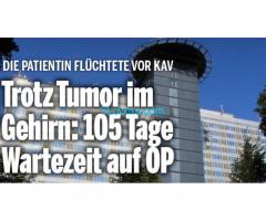 Patientin füchtete in Wien vor KAV, Trotz Tumor im Gehirn: 105 Tage Wartezeit auf OP!