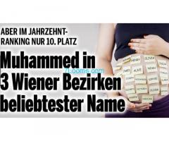 Muhammed in 3 Wiener Gemeinde Bezirken der beliebteste Namen !