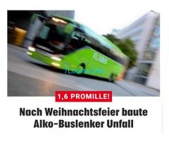 08.01.2020 Schon wieder schwerer Unfall mit alkoholiisertem FlixBus Fahrer in Spielfeld!