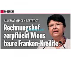 Der Rechnungshof zerpflückt wieder einmal die Franken Kredite der Stadt Wien durch die SPÖ!