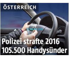 die österreichische Polizei im Jahr 2016 105.500 Handytelefonieren bestraft hat!