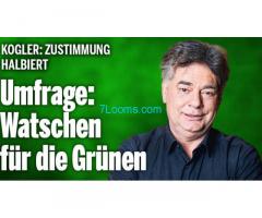 Aktuelle Umfrage Watschen für die Grünen; Kogler Zustimmung ist halbiert, Er ist out!
