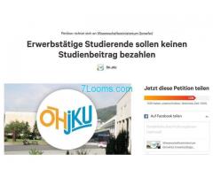 Petition Wissenschaftsministerium  Erwerbstätige Studierende sollen keinen Studienbeitrag bezahlen