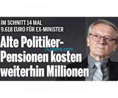 Die PolitikerPensionen kosteten den österreichischen Steuezahlern 21,2 Millionen Euro im Jahr 2019!