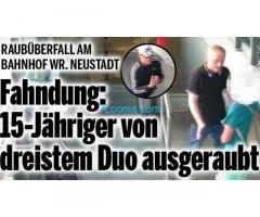 Wir suchen die beiden brutalen Räuber vom 21. Juli 2020 gegen 19:30 am Bahnhof Wiener Neustadt!