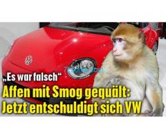 VW lügt und betrügt und quaelt Tiere; Ein MonsterUnternehmen; kauft nicht bei VW!