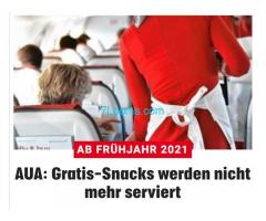 Austrian Airlines serviert keine schlechten Gratis Snacks mehr! Ab jetzt kostenpflichtig und besser!