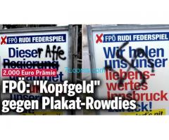Wir suchen die Plakat Rowdies von Innsbruck; welche die FPÖ Plakate zerstören!