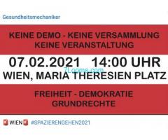 Gesundheitsmechaniker WIEN geht spazieren am 07.02.2021 14:00 Mara Theresien Platz!
