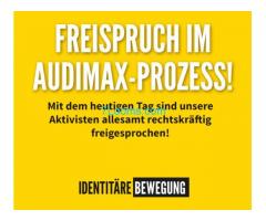 Identitäre Bewegung; 08. Mai 2018 Freispruch im Audimax-Prozess!