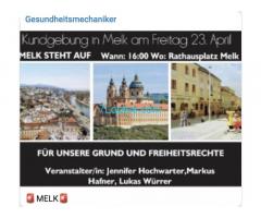 Gesundheitsmechaniker MELK, wir spazieren am Freitag den 23. April 2021 16:00 Rathausplatz!