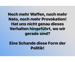 Noch mehr Waffen, noch mehr Nato, noch mehr Provokation ! Eine Schande diese Politik!